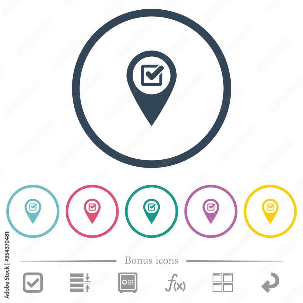Checkpoint GPS map location flat color icons in round outlines Checkpoint GPS map location flat color icons in round outlines