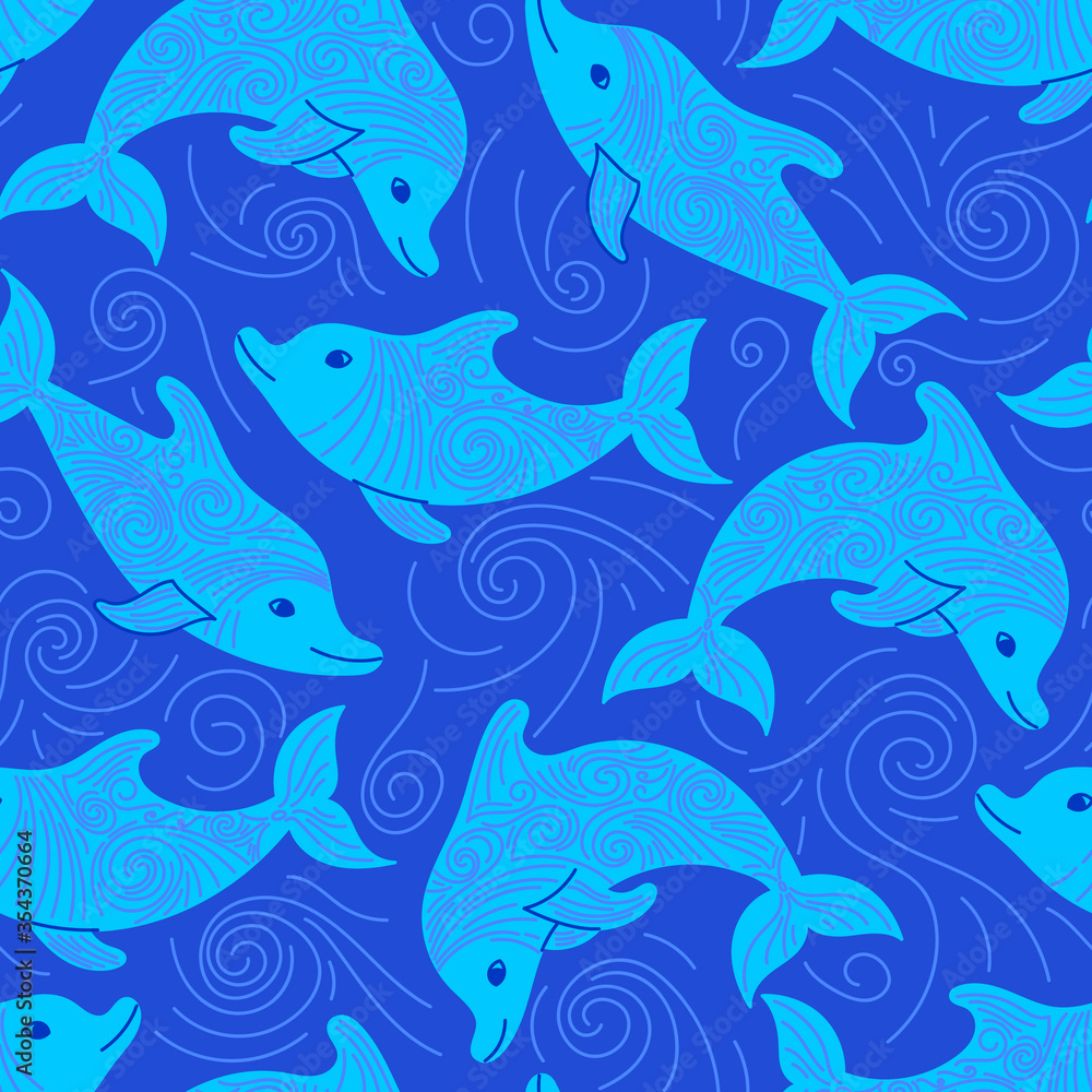 vector seamless pattern with dolphins vector seamless pattern with dolphins