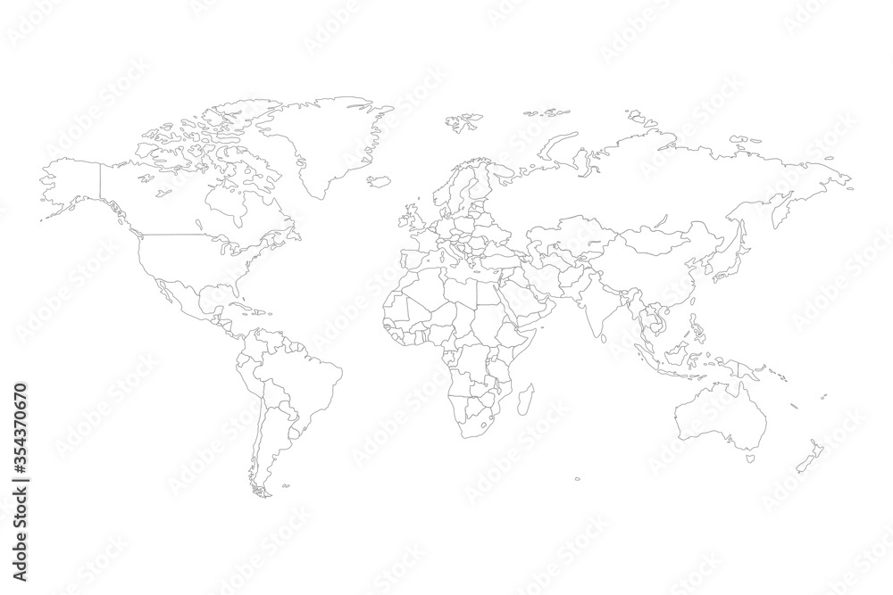 Fototapeta World map vector. Contour of world map
