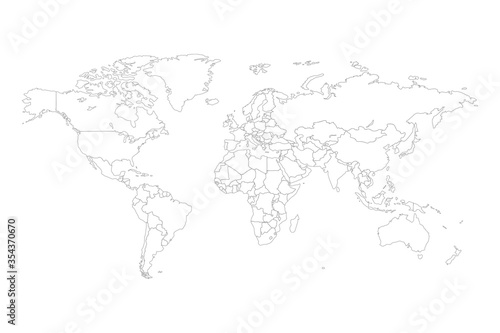 Fototapeta Naklejka Na Ścianę i Meble -  World map vector. Contour of world map