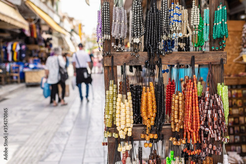  Souvenir market with handmade jewelry, beads, bracelets in Istanbul, Turkey © flowertiare