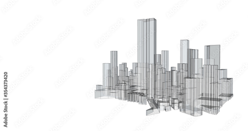 Cityscape Sketch, Illustration Sketch. Urban Architecture - Illustration