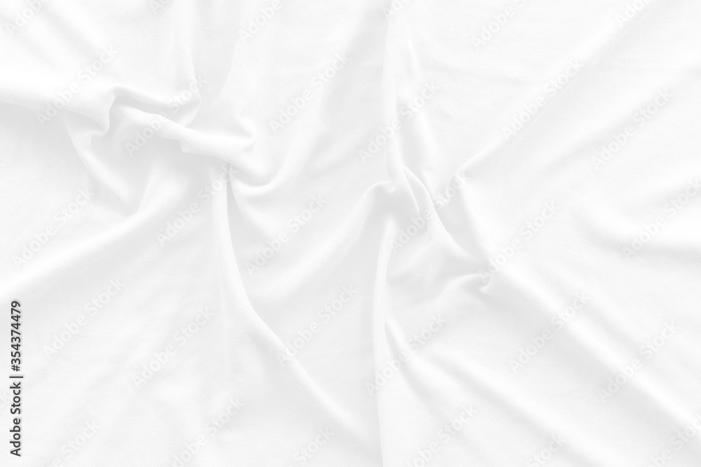 White cotton fabric texture background. Abstract white fabric with rippled background.White fabric with soft wave.  Soft focus technique.