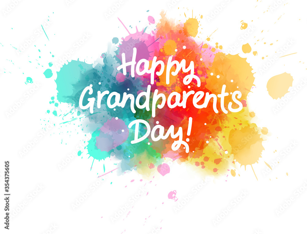 Obraz Happy Grandparents day! Abstract watercolor splash colorful background.