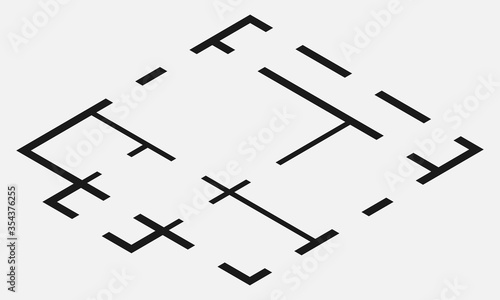 Isometric floor plan simple flat vector icon isolated on white background.