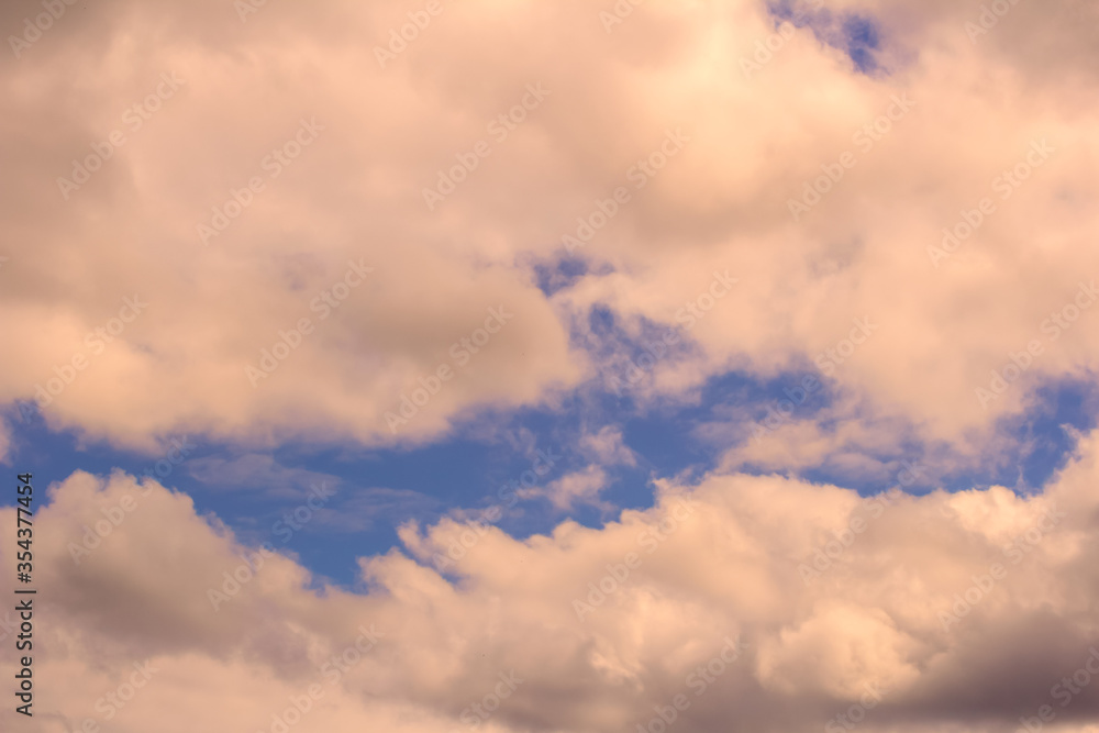 Light cumulus clouds in the blue sky