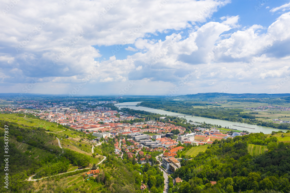 Krems and Stein at the Danube River in Lower Austria
