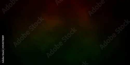 Dark Green, Red vector pattern with clouds. Gradient illustration with colorful sky, clouds. Template for landing pages.