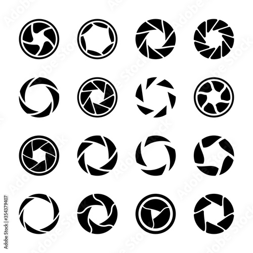  Lens shutter solid icons 