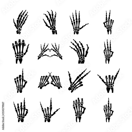 Icons Set Of Skeleton Hands 