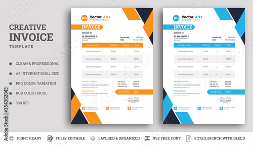 Invoice minimal design template, Business invoice form template
