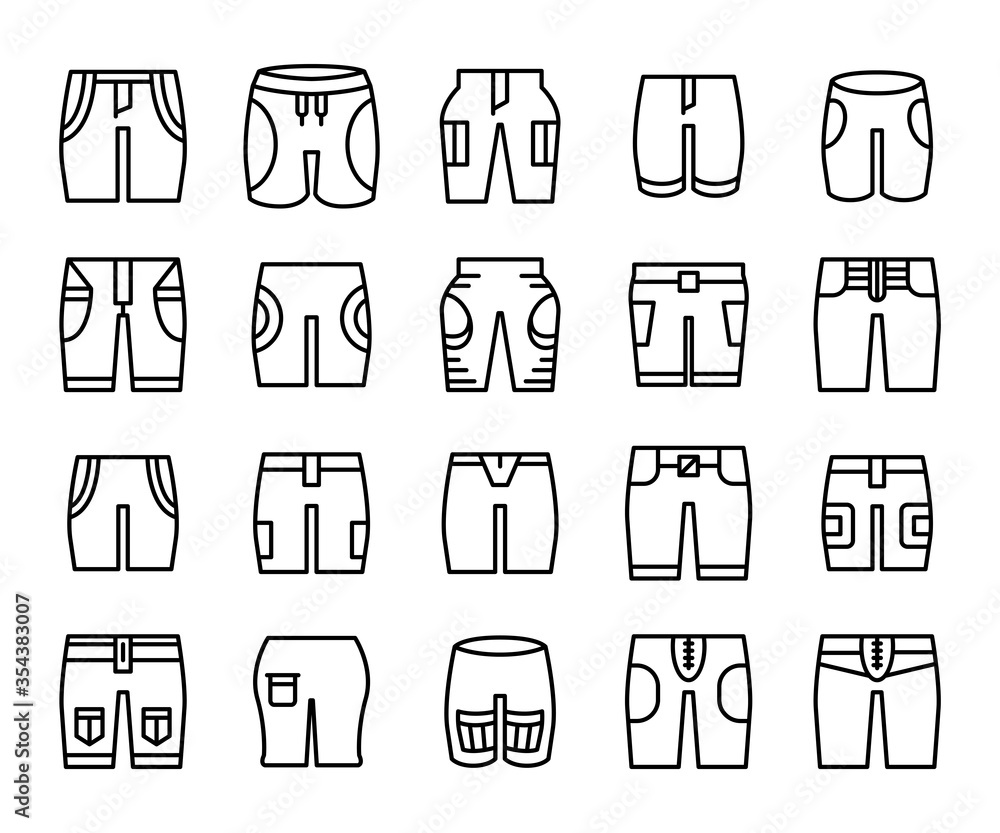 shorts icons set line design shorts icons set line design