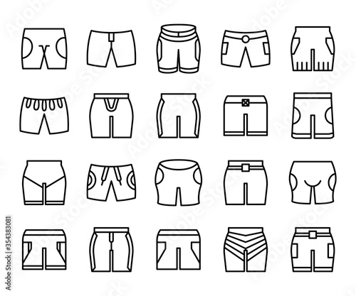 shorts icons set line design