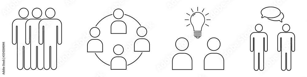Simple set of team work. Related vector line icons. Simple set of business management . Business . Work. Vector illustration Simple set of team work. Related vector line icons. Simple set of business management . Business . Work. Vector illustration