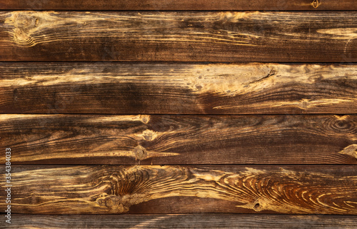 Background image of the texture of old worn boards with scuffs and darkening
