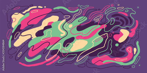 Abstract background made of various fluid shapes in color. Vector illustration.