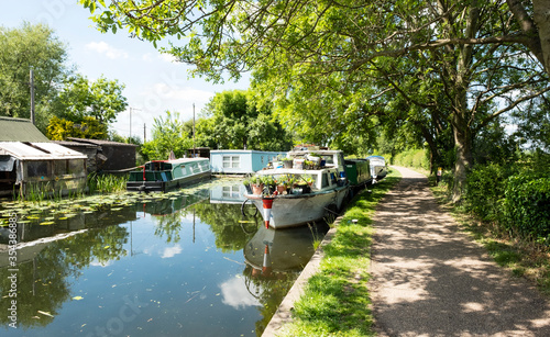 Peaceful canal scene on a sunny day