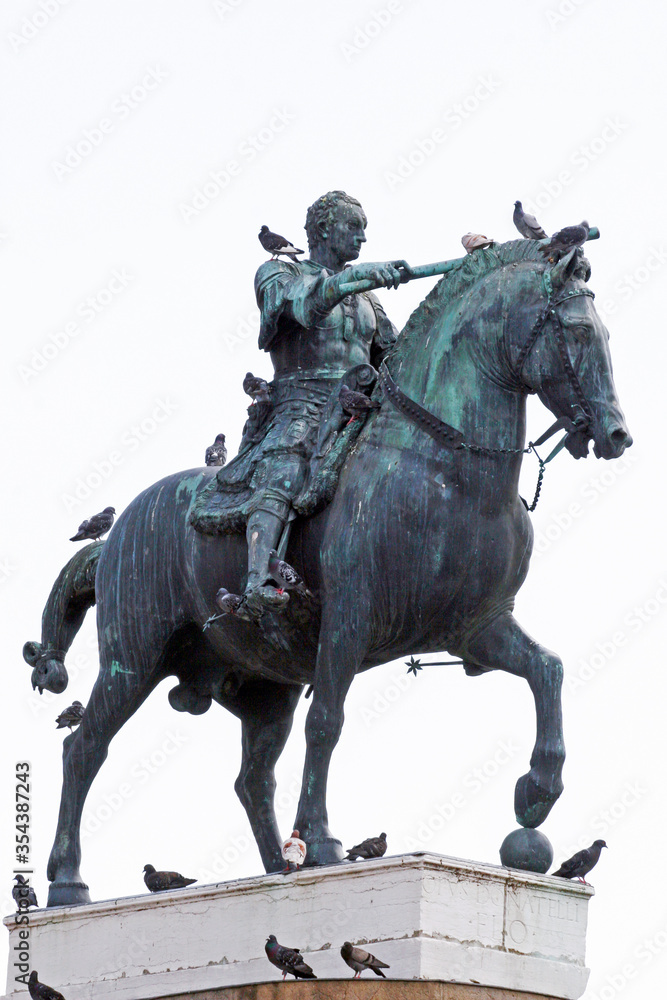 Equestrian statue of Gattamelata in front of the Basilica of Saint Anthony of Padua, Italy