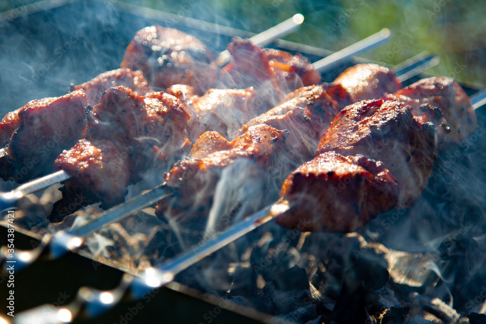 cooking barbecue pork on the grill cooking barbecue pork on the grill