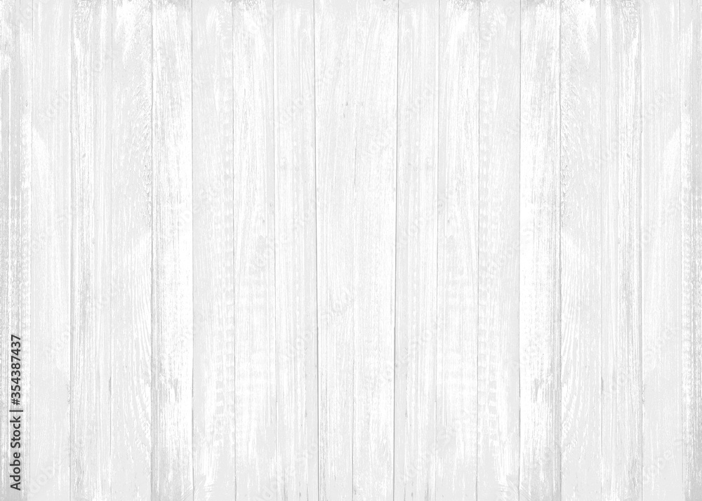 Naklejka premium Empty plank white wooden wall texture background