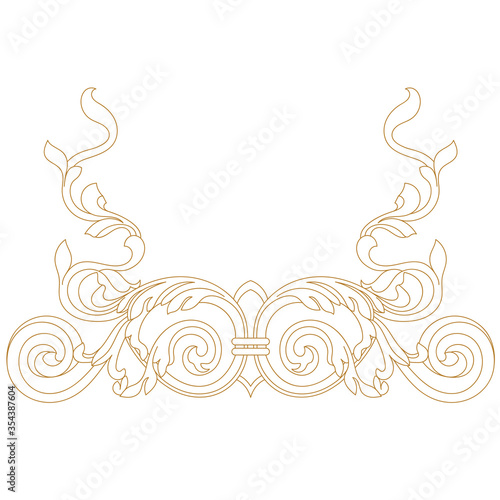 Golden vintage baroque ornament, corner. Retro pattern antique style acanthus. Decorative design element filigree calligraphy vector
