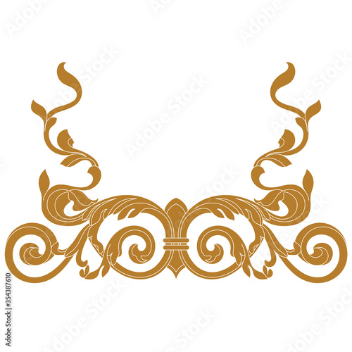 Golden vintage baroque ornament, corner. Retro pattern antique style acanthus. Decorative design element filigree calligraphy vector