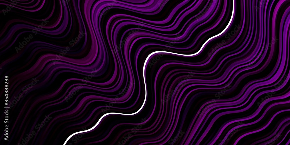 Dark Pink vector backdrop with curves. Colorful geometric sample with gradient curves.  Pattern for commercials, ads.
