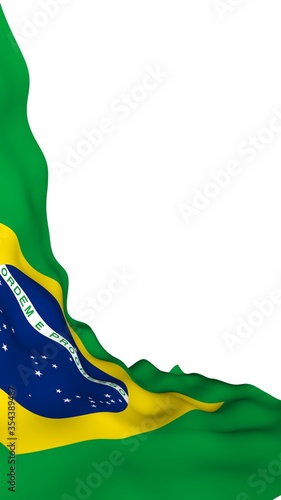 Waving flag of Brazil. Ordem e Progresso. Order and progress. Rio de Janeiro. South America. State symbol. 3d illustration