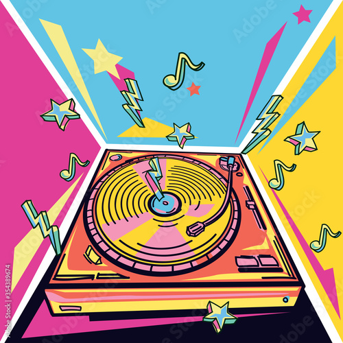 Funky colorful music design - turntable