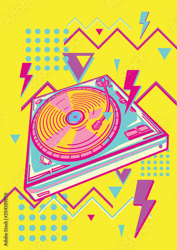 Funky colorful music design - turntable