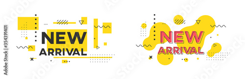 New arrival flat geometric promo banner vector design.
