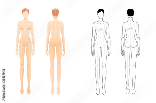 Fashion template of standing women. 