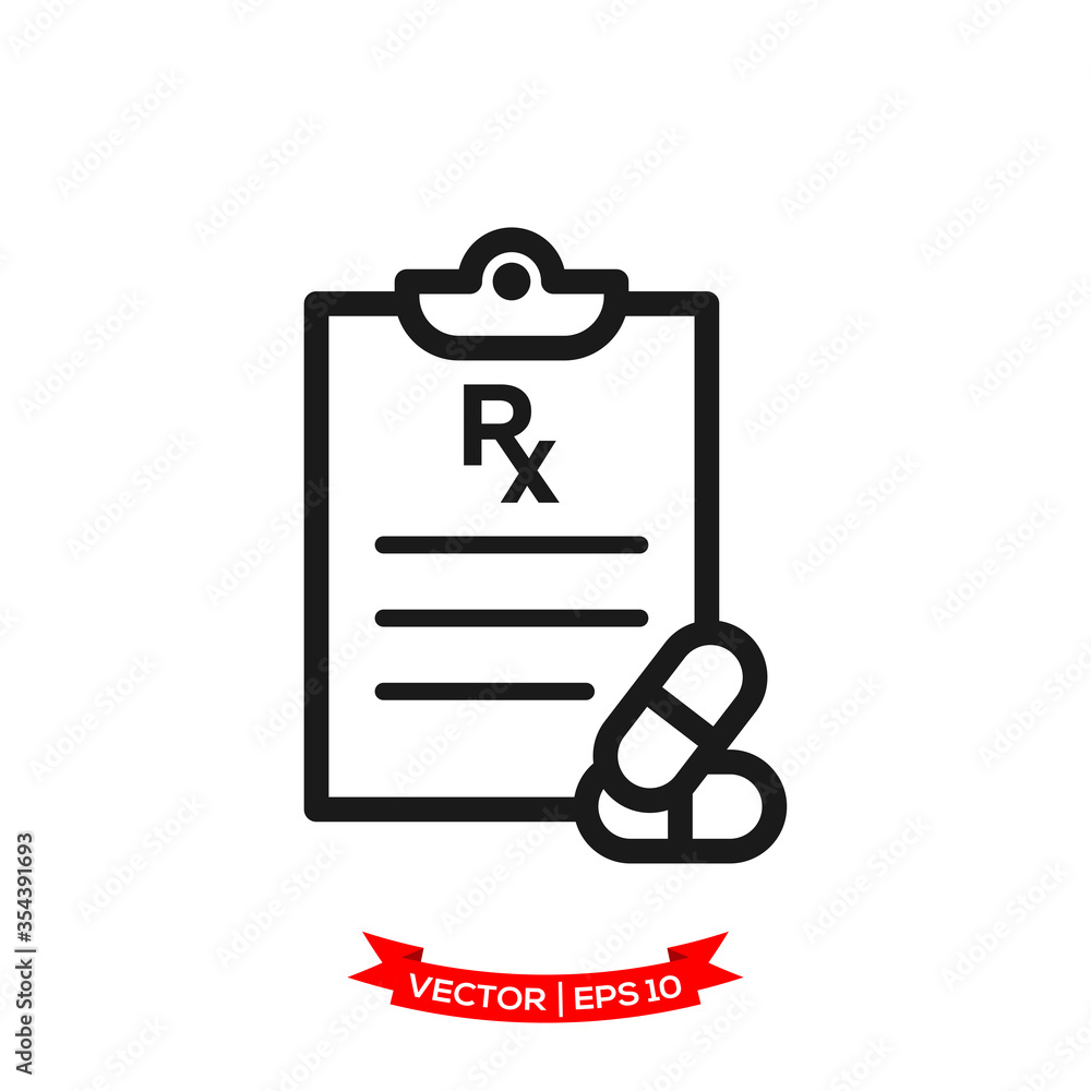 prescription medicine in trendy flat design, RX vector icon prescription medicine in trendy flat design, RX vector icon