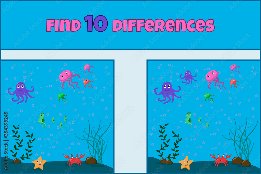 Vetor de Find 10 differences. Find the differences. Educational game ...