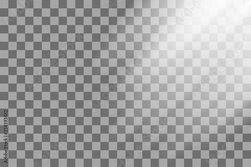 Shining sun rays vector illustration. Png sunlight glowing effect. White beam sunrays sky background.