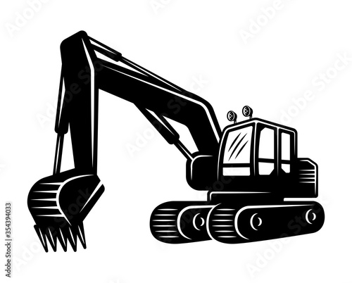 Excavator silhouette vector object or element