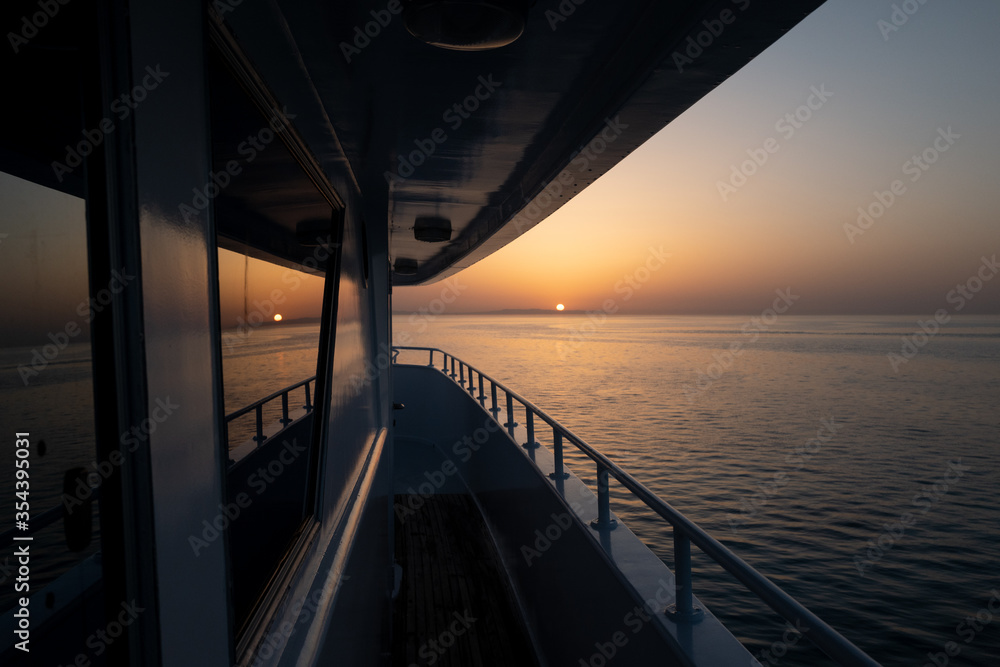 Sunset on a boat