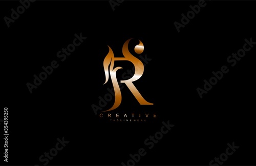 Minimal Clean Letter RS Golden Monogram Logotype Design Trend