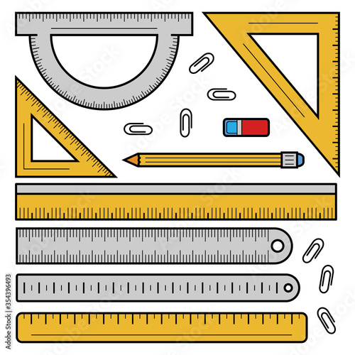 Ruler tape icon set. Outline set of ruler tape vector icons for web design isolated on white background