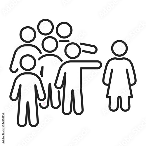 Social bullying black line icon. Harassment, social abuse and violence. Isolated vector element. Outline pictogram for web page, mobile app, promo