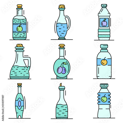 Vinegar icon set. Outline set of vinegar vector icons for web design isolated on white background