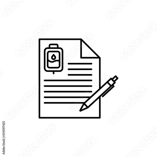 form, blood donation line icon. Signs and symbols can be used for web, logo, mobile app, UI, UX