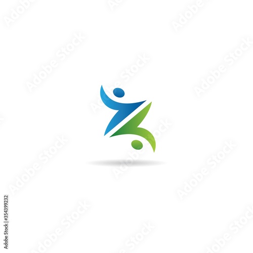 initial z with human logo design vector, icon, element, template