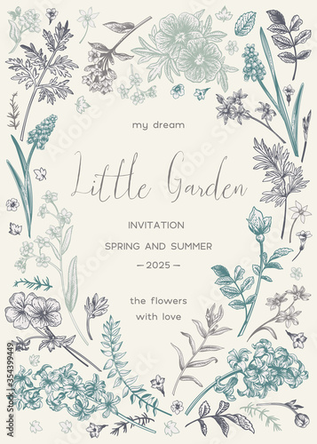  Floral frame.  Little garden.
