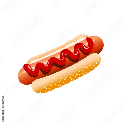 Hod dog. Sausage. Street fast food. Vector object.