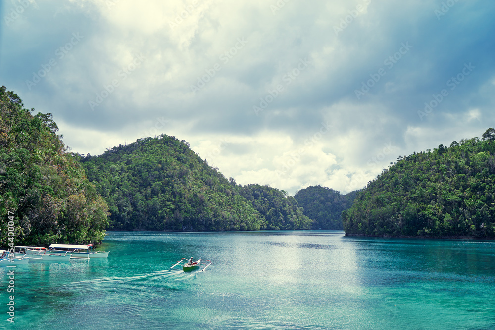 Sugba lagoon, tourists attraction. Beautiful landscape with blue sea lagoon, National Park, Siargao Island, Philippines. Sugba lagoon, tourists attraction. Beautiful landscape with blue sea lagoon, National Park, Siargao Island, Philippines.