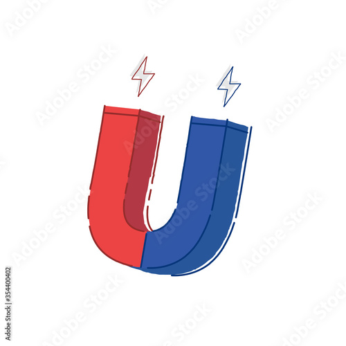 Magnet icon, magnetism and attraction. Flat design, vector 