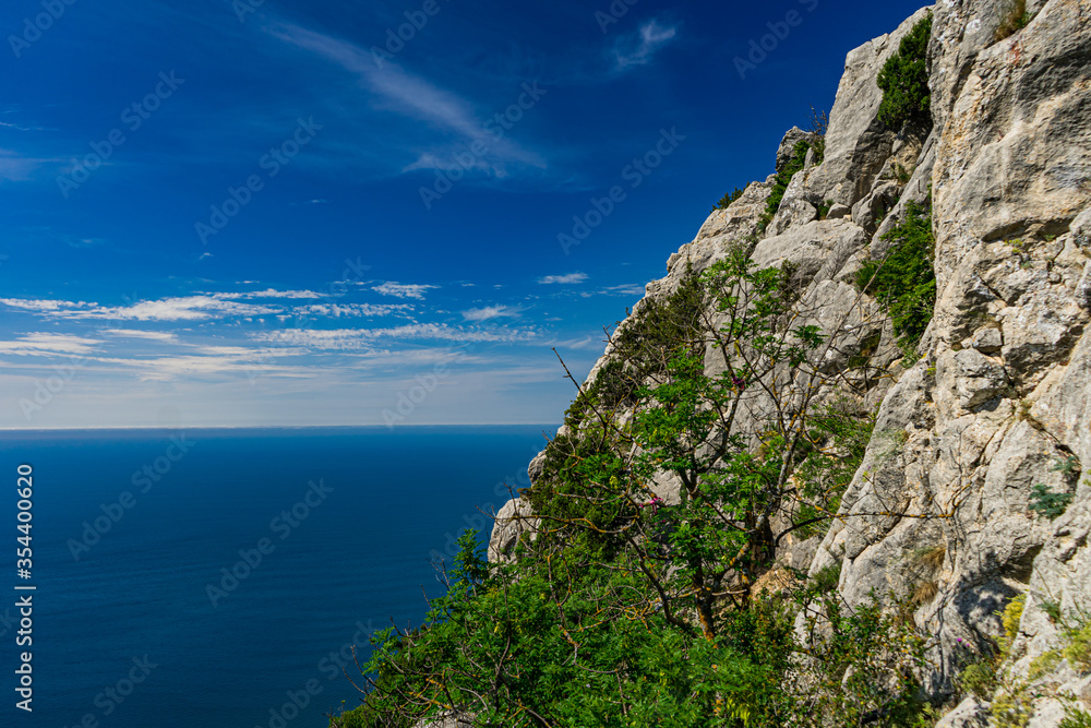 Seascape, sea and mountains Seascape, sea and mountains
