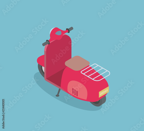 red classic scooter top view isometric