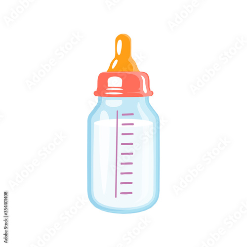 Baby milk bottle. Nutrition in the plastic container for a newborn.